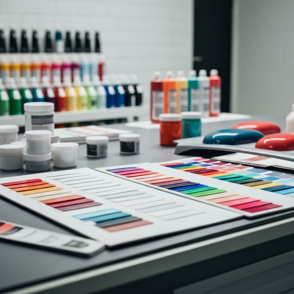 Automotive paint color matching swatches and samples for a precise finish